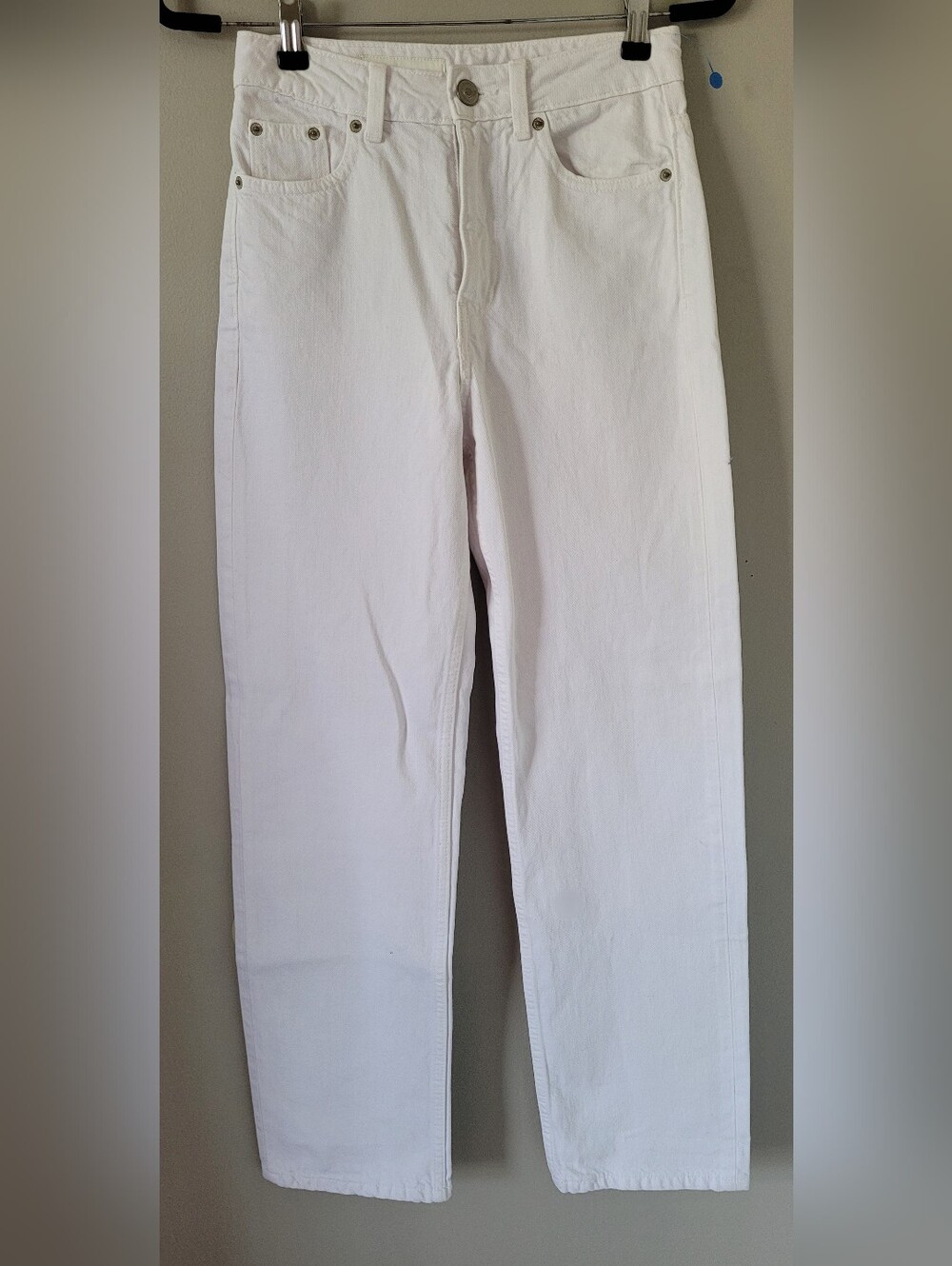 Zara White Denim Mom Jeans 100% Cotton High Waist Straight Leg 2/XS - Picture 15 of 16